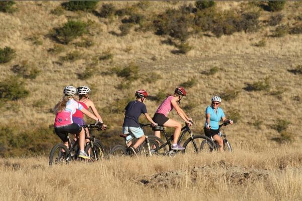 Mountainbikers testing out the new Rabbit Ridge Trail.